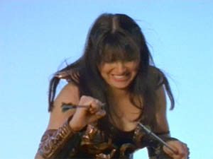 Xena with arrow in shoulder